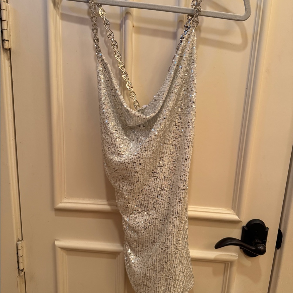 Lulu's Shimmering Silver Sequin Dress